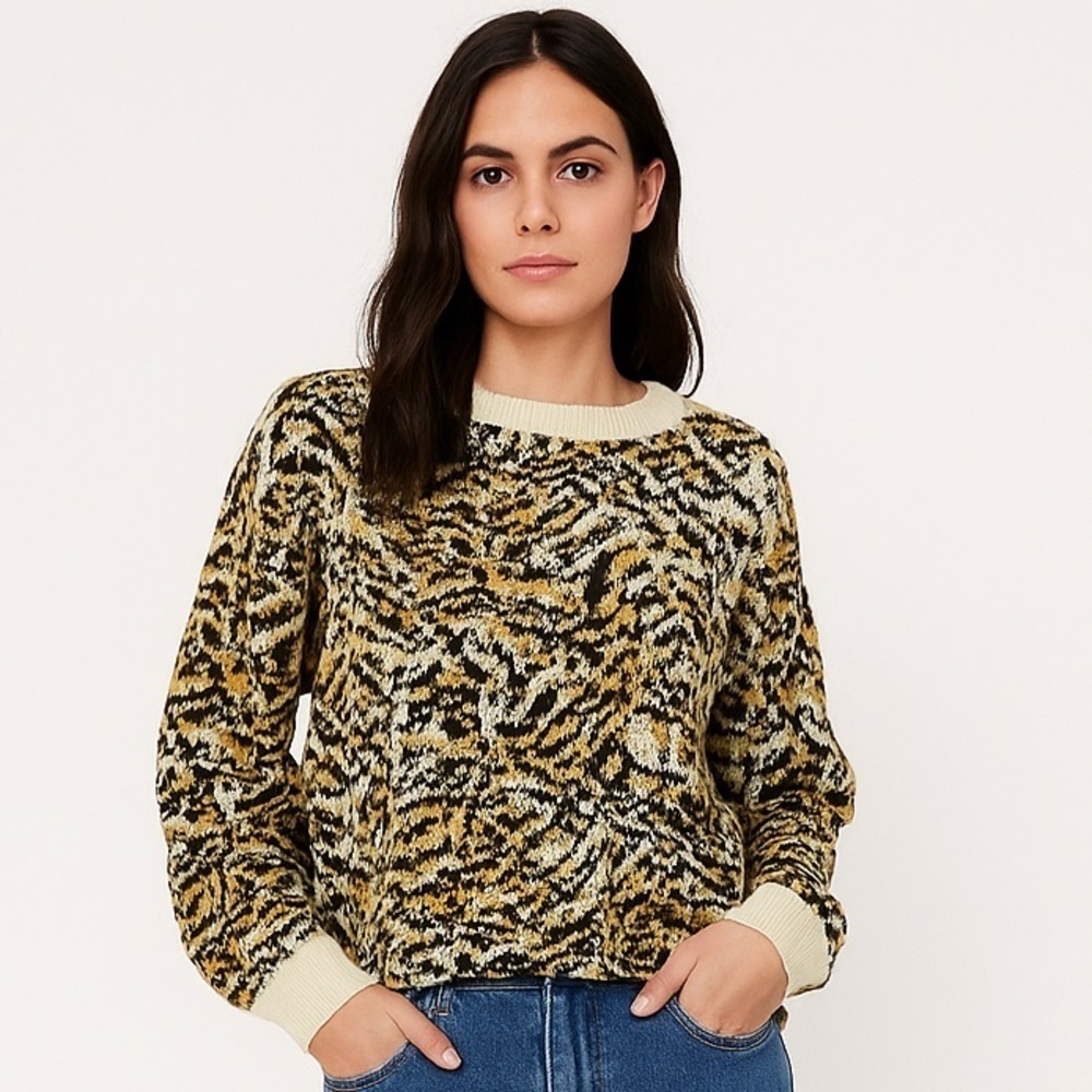 Animal Print Crewneck Pullover Sweater - Rachel Comey Sz 3X